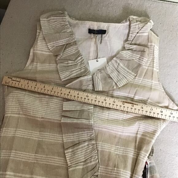 THML Dress Women Sz Large NWT Tan Summer Sleeveless lined Ruffle knee le… - Picture 5 of 9